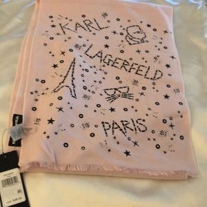 Karl Lagerfeld Paris Rectangular Pink Scarf Beaded & Stud Night Sky OS NWT